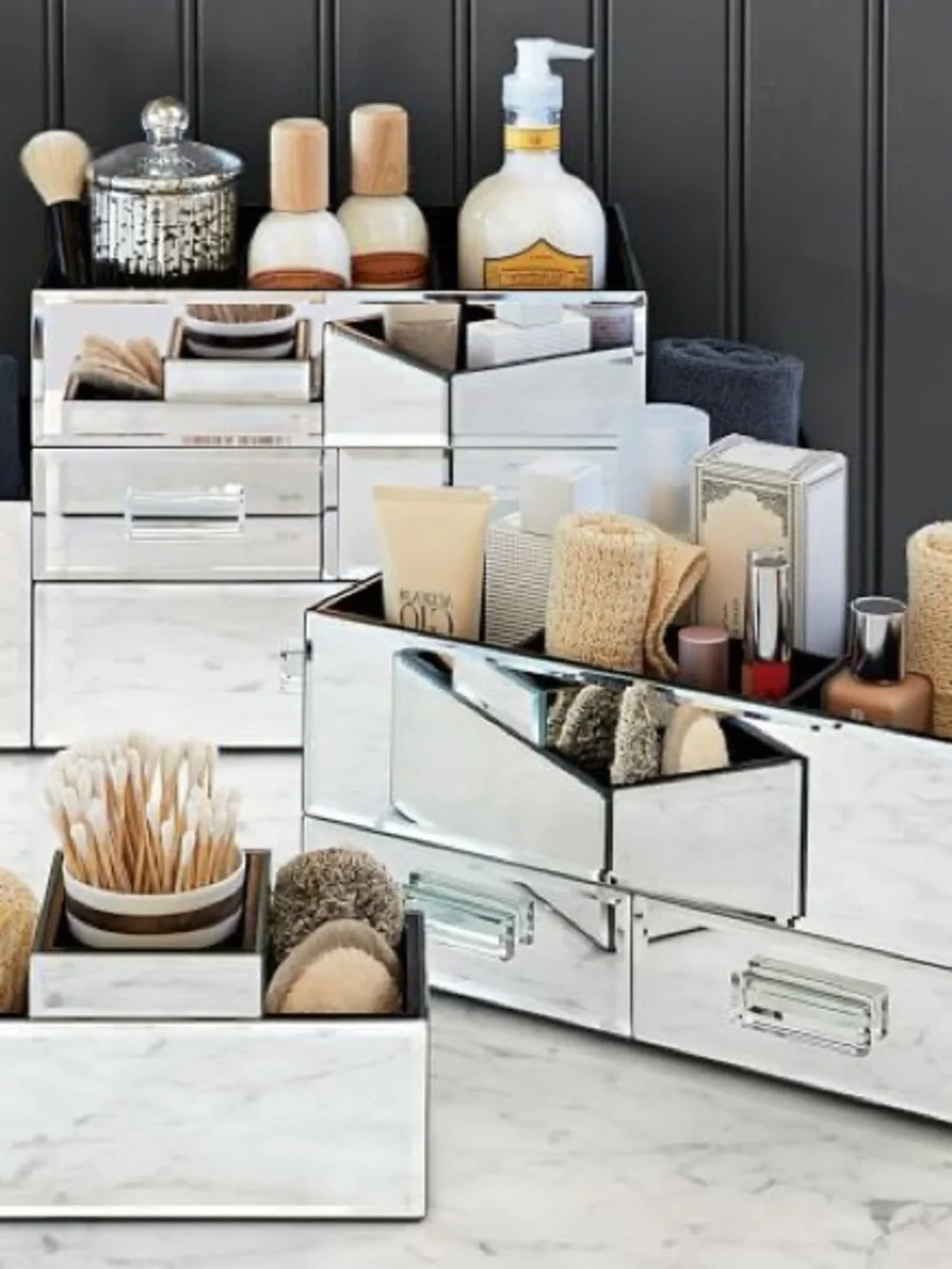 Pottery Barn Mirrored Countertop Vanity/Cosmetic Organizer Storage